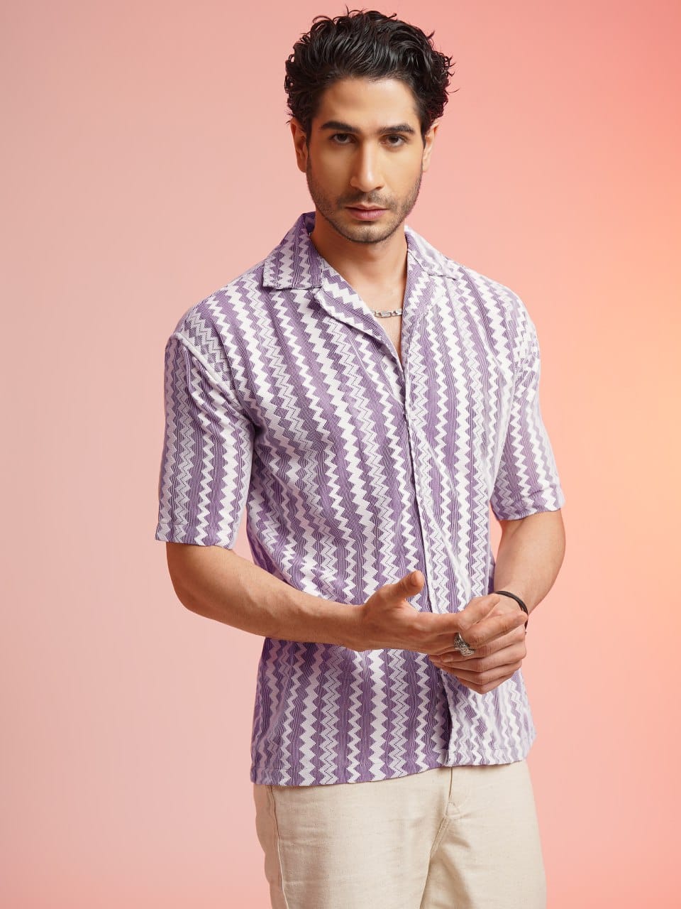 INDIGO FABLOUS CROCHET HALF SLEEVE SHIRT BY AMBRIG